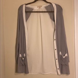 Grey and white cardigan
